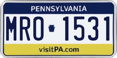 PA license plate MRO1531