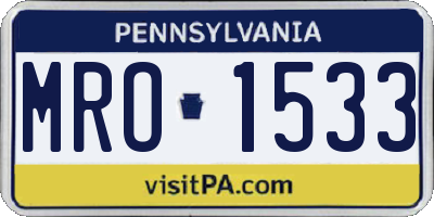 PA license plate MRO1533