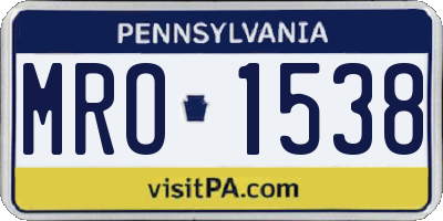 PA license plate MRO1538