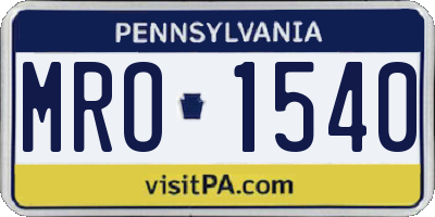PA license plate MRO1540