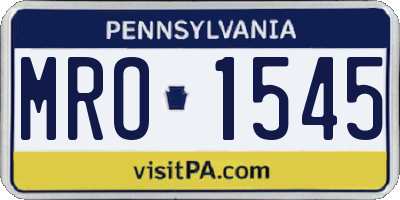 PA license plate MRO1545