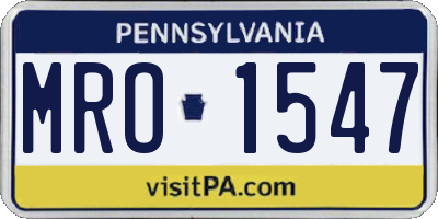 PA license plate MRO1547