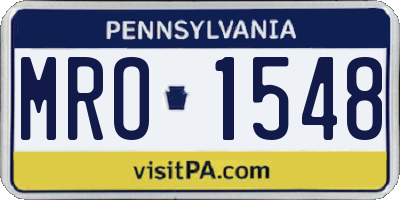 PA license plate MRO1548