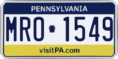 PA license plate MRO1549