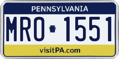 PA license plate MRO1551