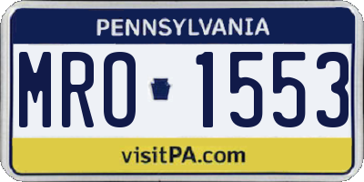 PA license plate MRO1553