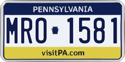 PA license plate MRO1581