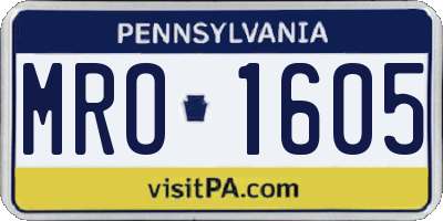 PA license plate MRO1605