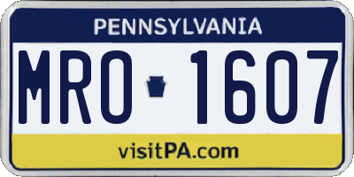 PA license plate MRO1607