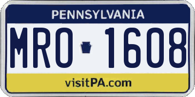 PA license plate MRO1608