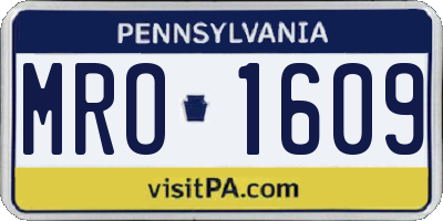 PA license plate MRO1609
