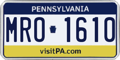 PA license plate MRO1610