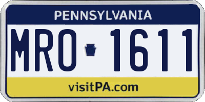 PA license plate MRO1611