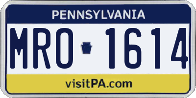 PA license plate MRO1614