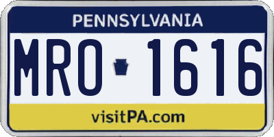 PA license plate MRO1616