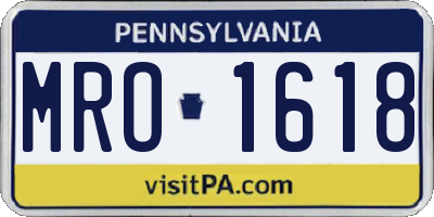PA license plate MRO1618
