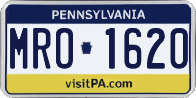 PA license plate MRO1620