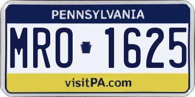 PA license plate MRO1625