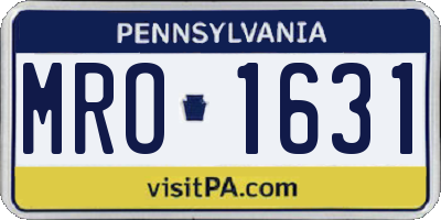 PA license plate MRO1631