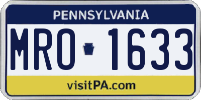 PA license plate MRO1633