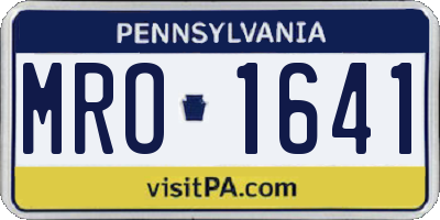 PA license plate MRO1641