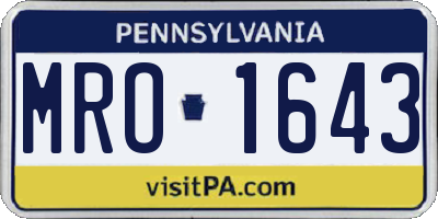 PA license plate MRO1643