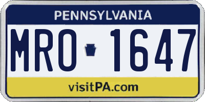 PA license plate MRO1647