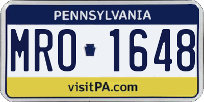 PA license plate MRO1648