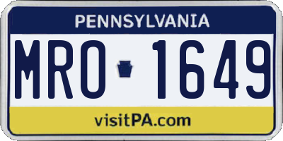 PA license plate MRO1649