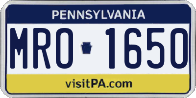 PA license plate MRO1650