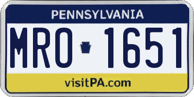 PA license plate MRO1651