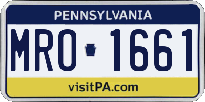 PA license plate MRO1661