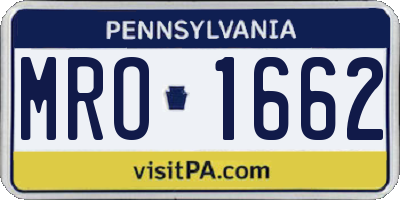 PA license plate MRO1662