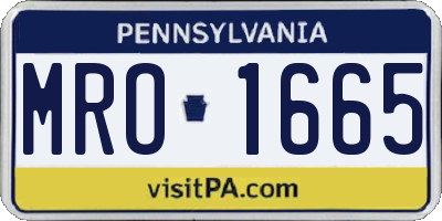 PA license plate MRO1665