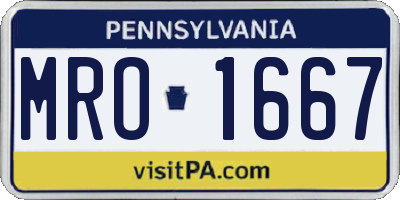 PA license plate MRO1667