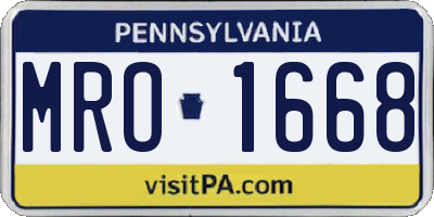 PA license plate MRO1668