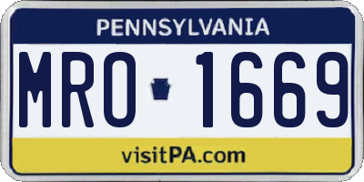 PA license plate MRO1669