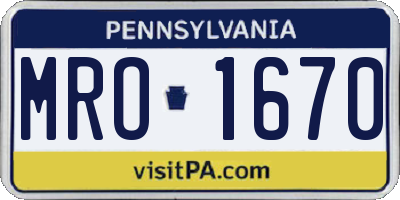 PA license plate MRO1670