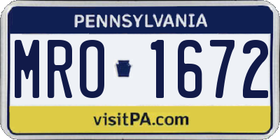 PA license plate MRO1672