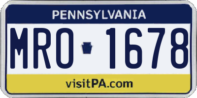 PA license plate MRO1678