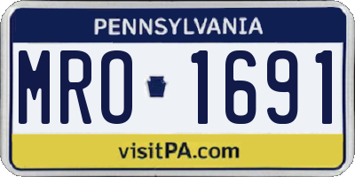 PA license plate MRO1691