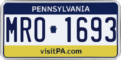 PA license plate MRO1693