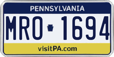 PA license plate MRO1694
