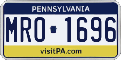 PA license plate MRO1696