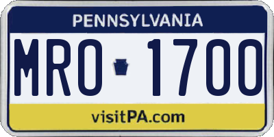 PA license plate MRO1700