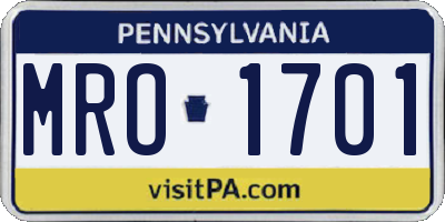 PA license plate MRO1701