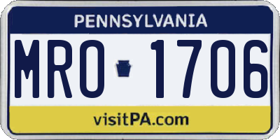 PA license plate MRO1706