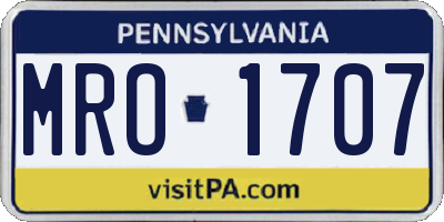 PA license plate MRO1707
