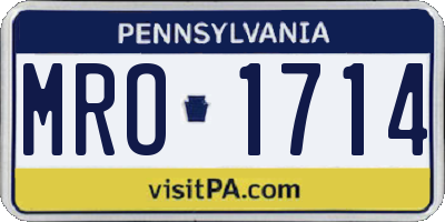 PA license plate MRO1714