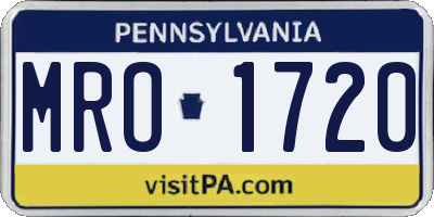 PA license plate MRO1720